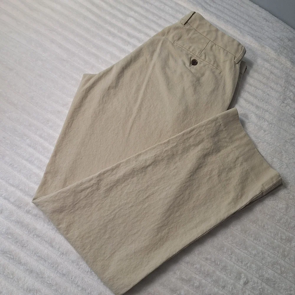 J. Crew Bedford Linen Cotton Pants Mens 32X32 Oatmeal Coastal Preppy Beachy